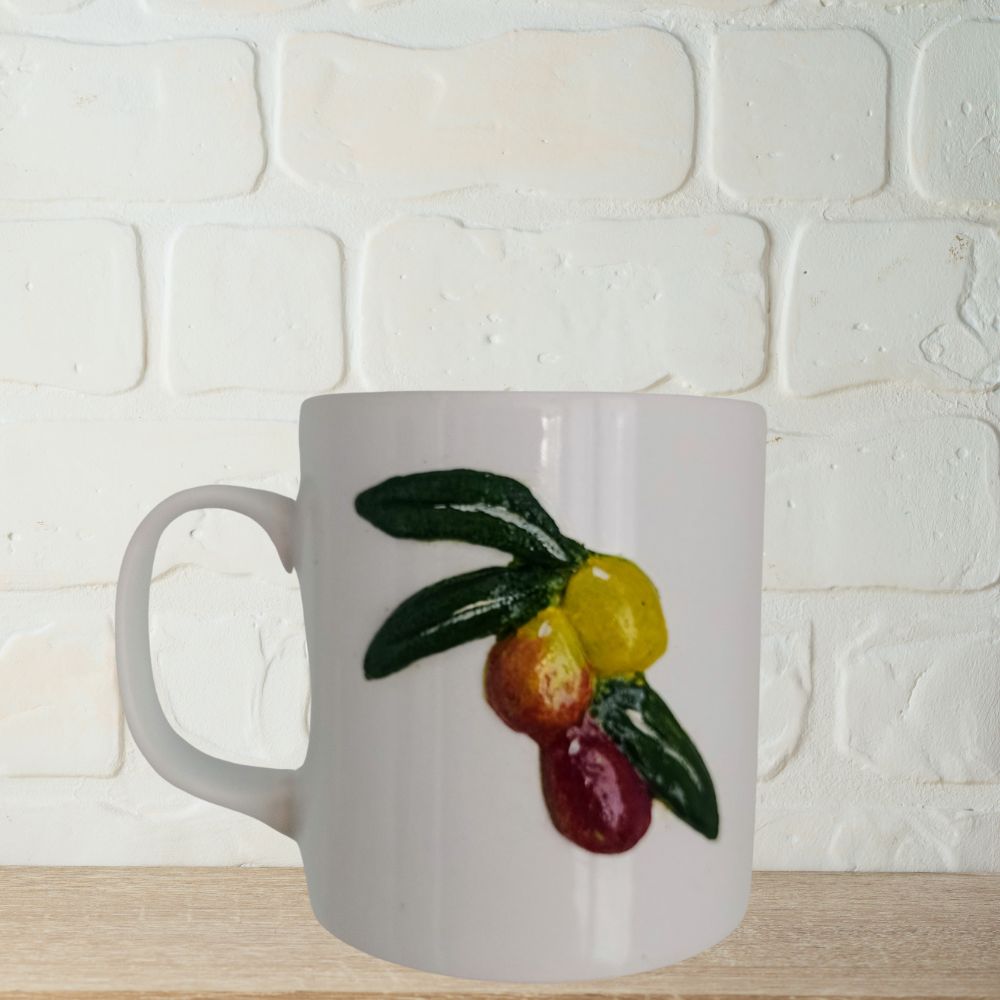 Figen Çiçek Tasarım Rölyef Porselen Kupa 9x8cm - zeytinhouse.com